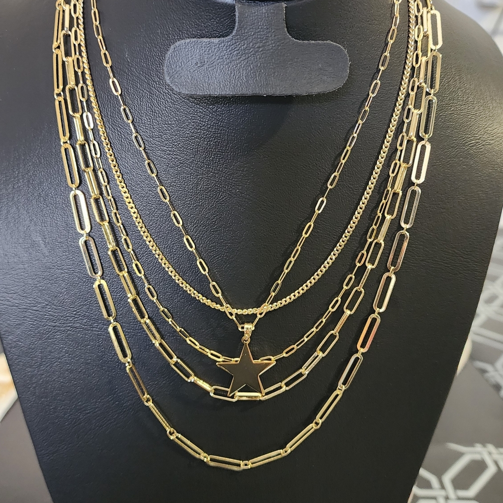 Gold Multi-Layer Star Pendant Necklace - Women Jewelry